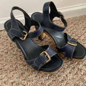 Navy platform shoes